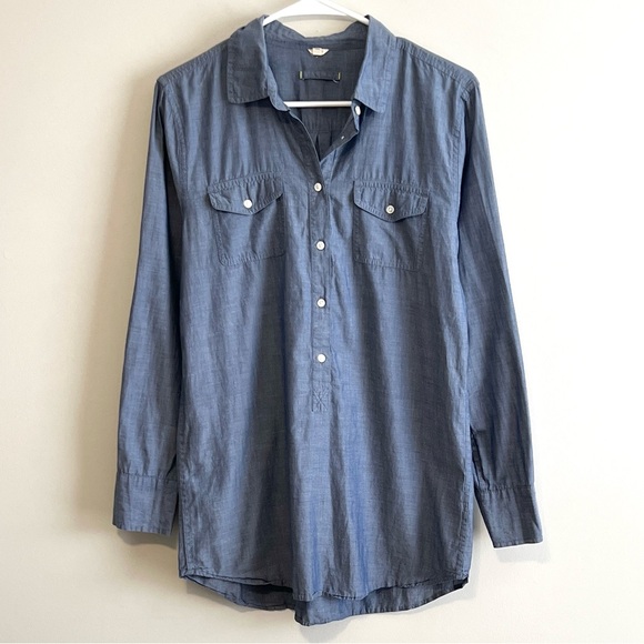 J. Crew Tops - J.Crew Chambray Long Sleeve Popover Shirt